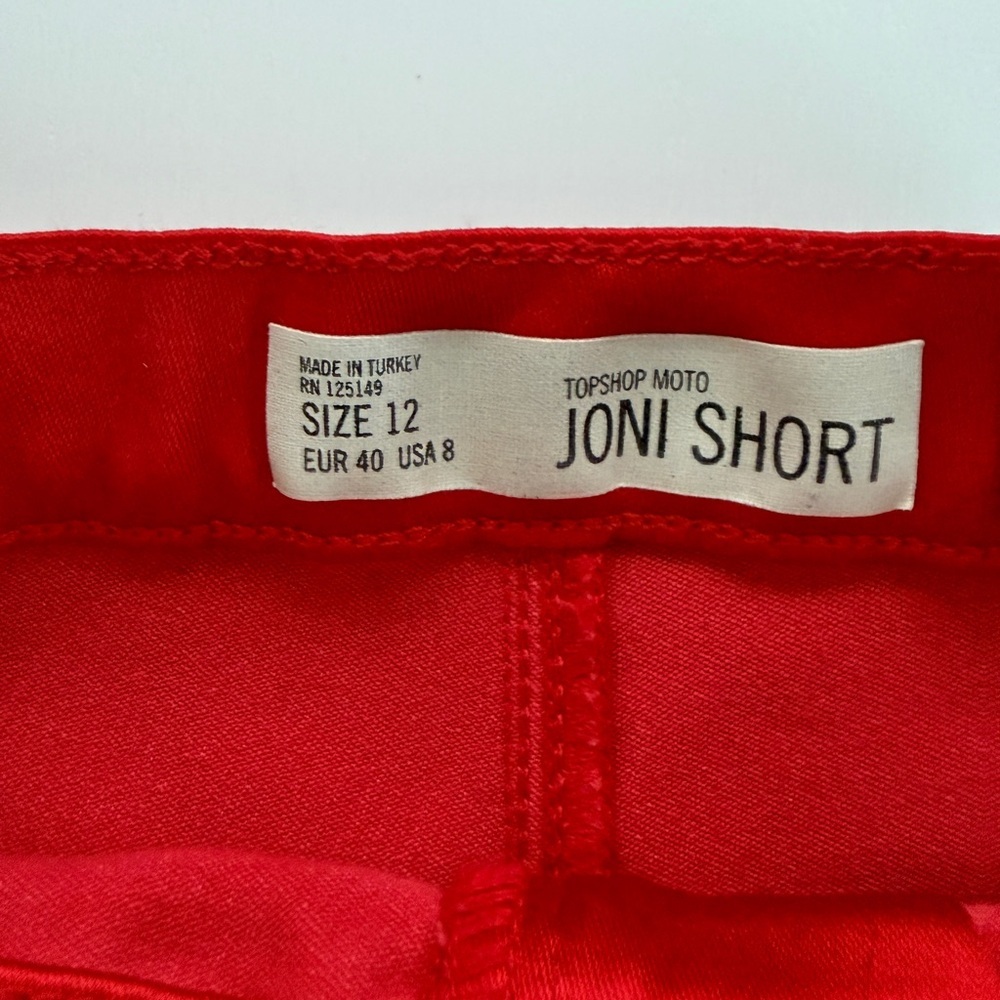 Topshop Red Satin High Waist Stretch Shorts (NWT) - Picture 3 of 5